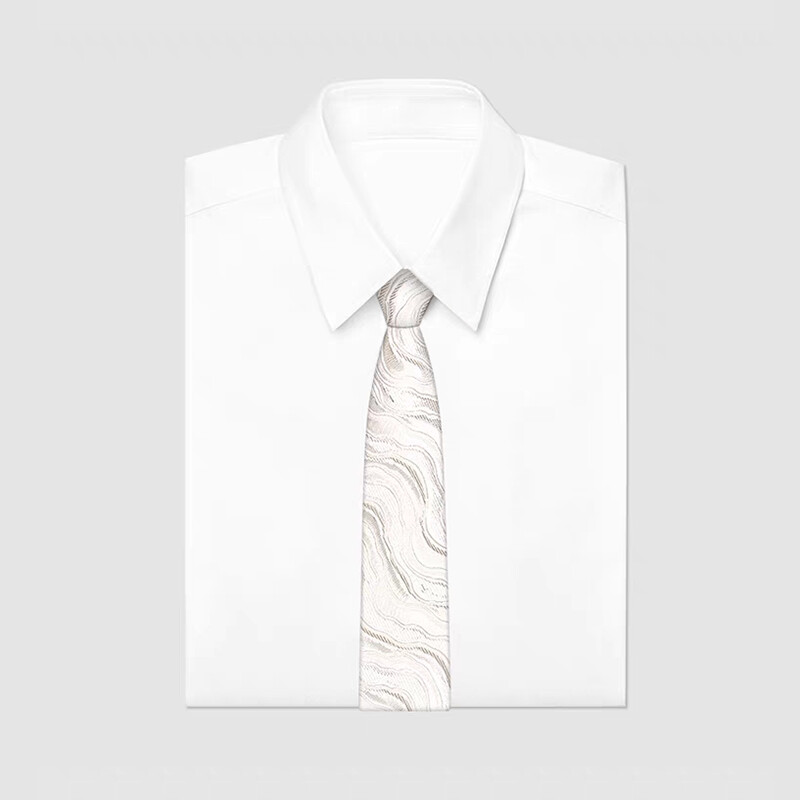 Muška kravata i rupčić Set za vjenčanje 7 cm kremasto bijele trodimenzionalne modne luksuzne kravate za muškarce