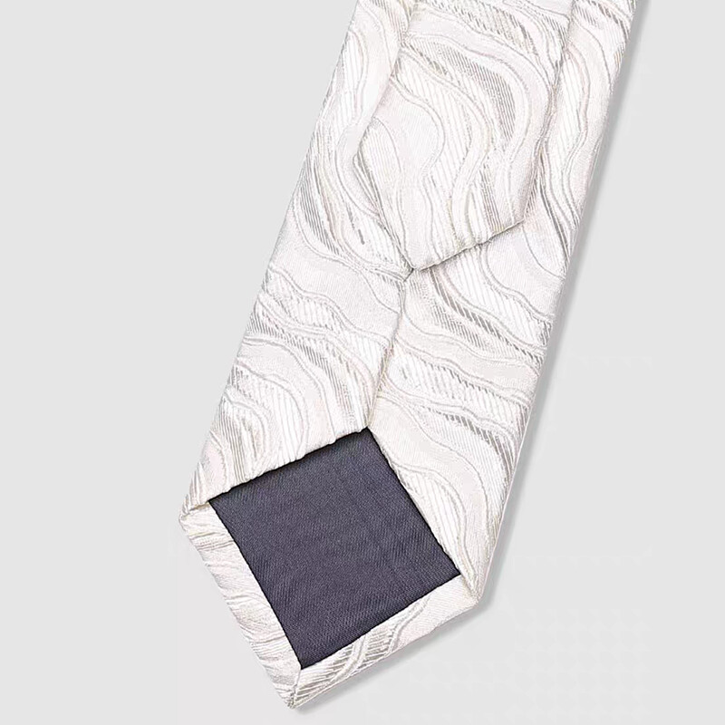 Muška kravata i rupčić Set za vjenčanje 7 cm kremasto bijele trodimenzionalne modne luksuzne kravate za muškarce