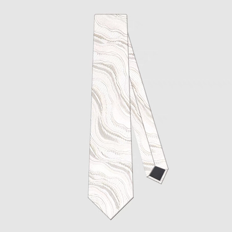 Muška kravata i rupčić Set za vjenčanje 7 cm kremasto bijele trodimenzionalne modne luksuzne kravate za muškarce