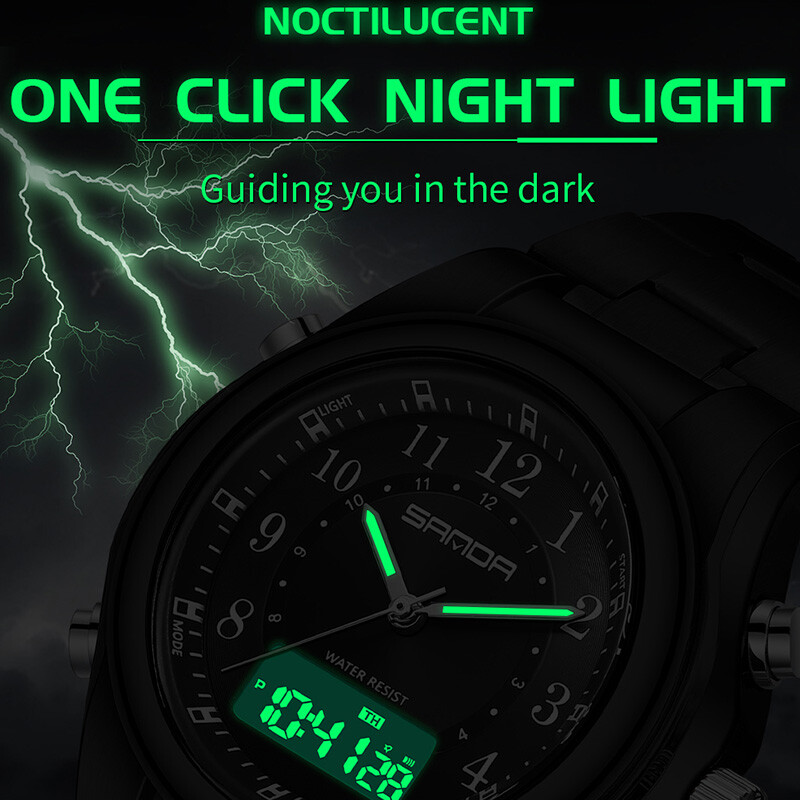 SANDA vīriešu militārais pulkstenis ūdensizturīgs rokas pulkstenis LED digitālais kvarca pulkstenis sporta pulkstenis vīriešu elektroniskais pulkstenis vīriešiem Relogios Masculino