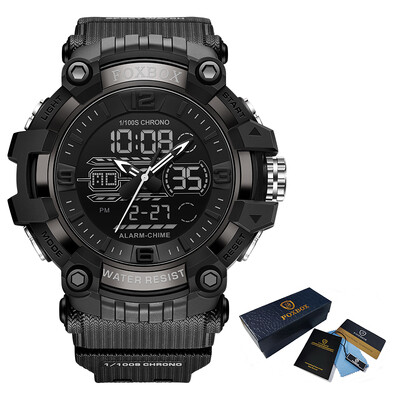 LIGE modes luksusa elektroniskais vīriešu rokas pulkstenis, silikona dubultā digitālā displeja pulkstenis, ikdienas sporta ūdensizturīgs modinātājs Week vīriešu rokas pulksteņi