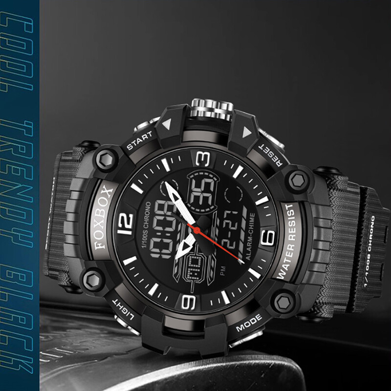 LIGE modes luksusa elektroniskais vīriešu rokas pulkstenis, silikona dubultā digitālā displeja pulkstenis, ikdienas sporta ūdensizturīgs modinātājs Week vīriešu rokas pulksteņi
