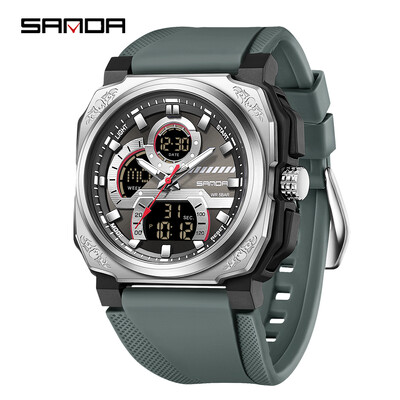 SANDA G stila militārie vīriešu digitālie sporta pulksteņi trīsvietīgi ūdensizturīgi atpakaļskaitīšanas LED elektroniskais kvarca rokas pulkstenis vīriešiem jauns