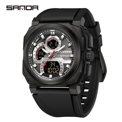 SANDA G stila militārie vīriešu digitālie sporta pulksteņi trīsvietīgi ūdensizturīgi atpakaļskaitīšanas LED elektroniskais kvarca rokas pulkstenis vīriešiem jauns