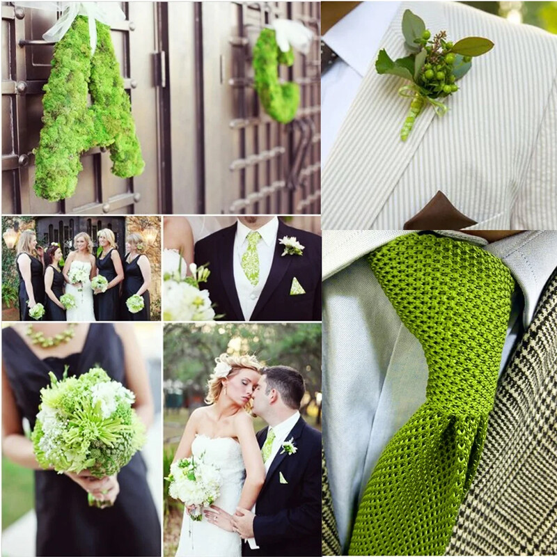 Vīriešu šaura adīta kaklasaite zaļā krāsā jaukta raksta gadījuma kaklasaite ar plakanu galu, adīta, plāna kaklasaite kāzām, pašsaieta līgavainim