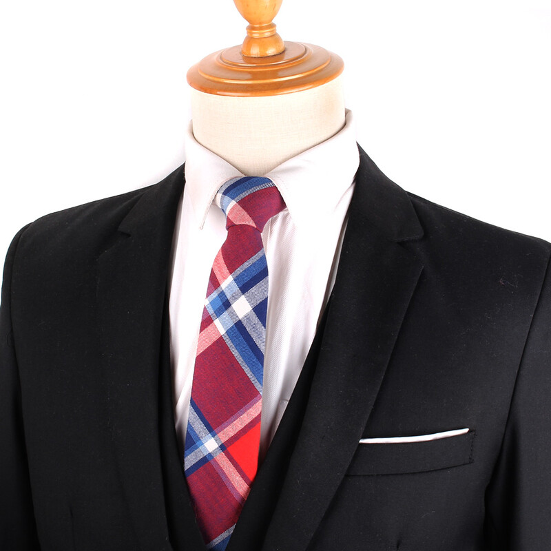 Zīmola kaklasaites vīriešiem 100% kokvilnas vīriešu kaklasaite, šaura, rūtaina kaklasaite vīriešiem.