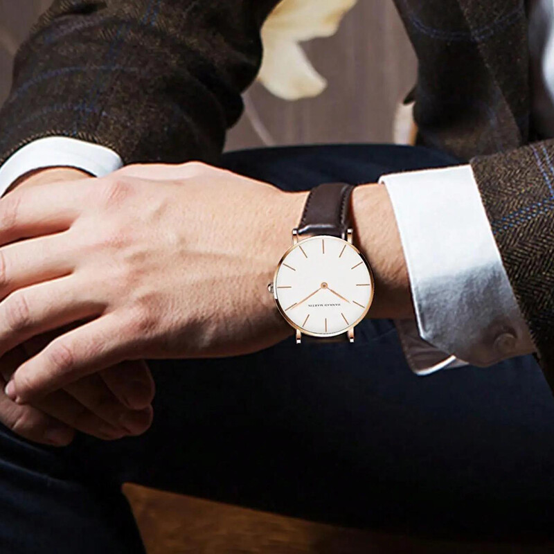 Dropshipping augstas kvalitātes rozā zelta ciparnīcas pulkstenis vīriešu ādas ūdensnecaurlaidīgs rokas pulkstenis sieviešu kleitas modes Japānas kvarca kustība Saat