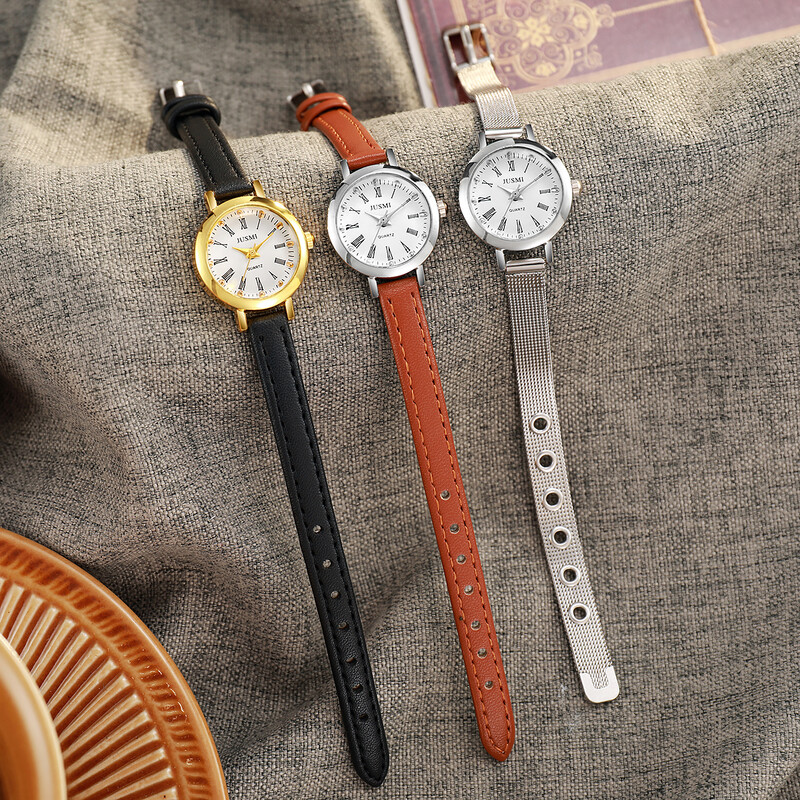 Vienkāršs romiešu romiešu mazās ciparnīcas kvarca sieta siksnas pulkstenis