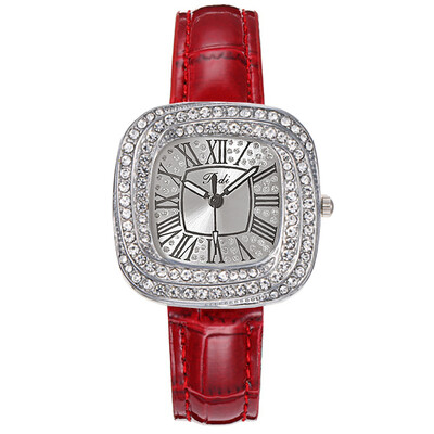 Moda 2024, novi jednostavni kvadratni ženski kvarcni sat s dijamantima, ležerna zelena kožna haljina, ženski ručni sat