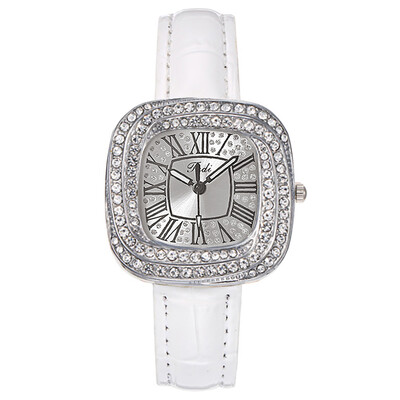 Moda 2024, novi jednostavni kvadratni ženski kvarcni sat s dijamantima, ležerna zelena kožna haljina, ženski ručni sat