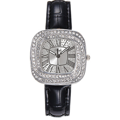 Moda 2024, novi jednostavni kvadratni ženski kvarcni sat s dijamantima, ležerna zelena kožna haljina, ženski ručni sat