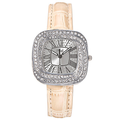 Moda 2024, novi jednostavni kvadratni ženski kvarcni sat s dijamantima, ležerna zelena kožna haljina, ženski ručni sat