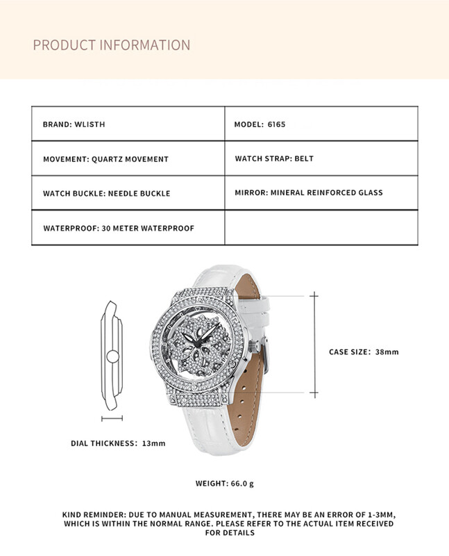 Populārs sieviešu pulkstenis ar modernu lielu ciparnīcu, pentagrammas ūdensnecaurlaidīgs pulkstenis meitenēm, sniegpārsliņu rotējošs dobs sieviešu pulkstenis