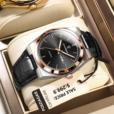 POEDAGAR Luksusa Pulkstenis Vīriešiem Militāri Ādas Vīriešu Rokas Pulkstenis Kvarca Pulkstenis Ūdensizturīgs Gaismas Datums Nedēļa Vīriešu Pulksteņi Reloj+box