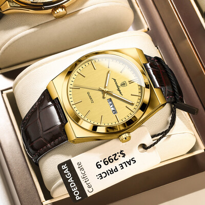 POEDAGAR Luksusa Pulkstenis Vīriešiem Militāri Ādas Vīriešu Rokas Pulkstenis Kvarca Pulkstenis Ūdensizturīgs Gaismas Datums Nedēļa Vīriešu Pulksteņi Reloj+box