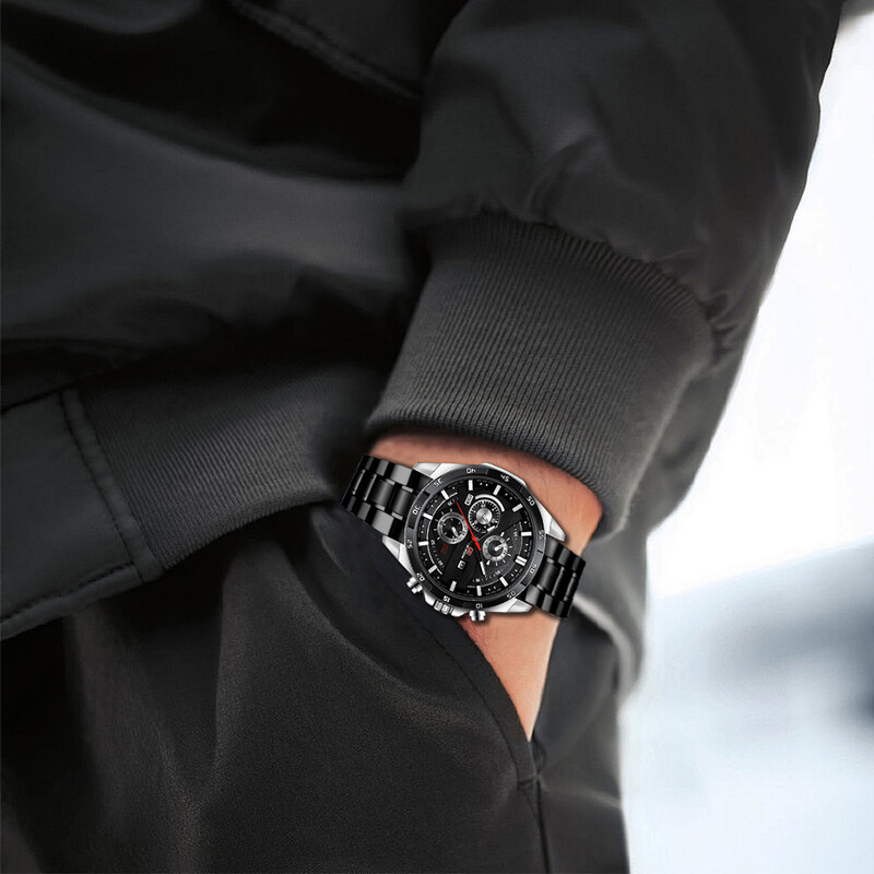 Labākais vīriešu pulkstenis, sporta stils, 46 mm, liels ādas sacīkšu stils ikdienas modes oriģināls, melnā rozā zelta kalendāra kvarca pulkstenis Relogio