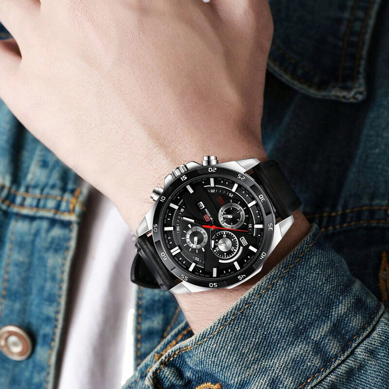 Labākais vīriešu pulkstenis, sporta stils, 46 mm, liels ādas sacīkšu stils ikdienas modes oriģināls, melnā rozā zelta kalendāra kvarca pulkstenis Relogio