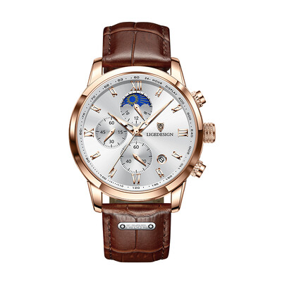 Jauni vīriešu pulksteņi LIGE Top zīmola luksusa vīriešu rokas pulkstenis ādas kvarca pulkstenis sporta ūdensizturīgs vīriešu pulkstenis Relogio Masculino+Box