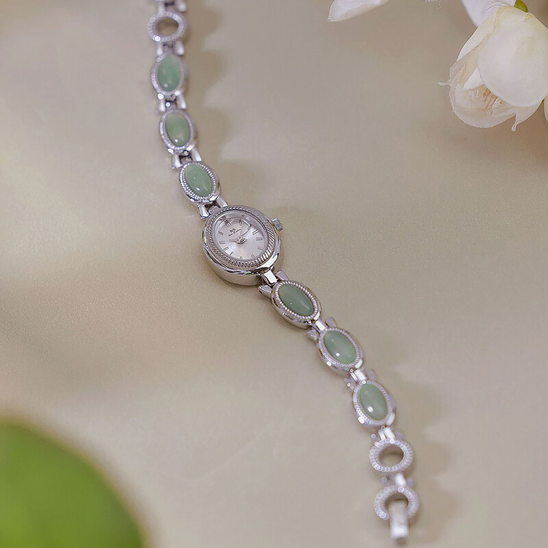 Ceasuri de lux de lux pentru dama Bijuterii verzi elegante Jad Brățară cuarț Ceas de mână Cadouri pentru femei 2025 Ceas de rochie la modă
