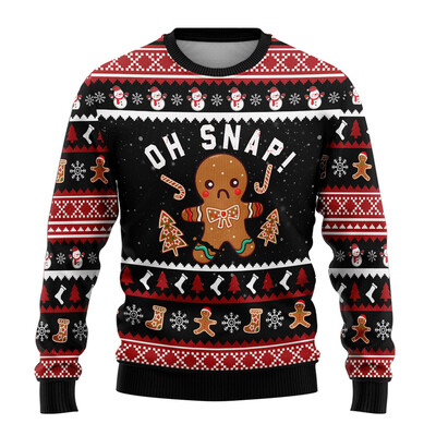 Drăguț Gingerbread Man Ugly Crăciun Pulover Crăciun Fericit Bărbați Pulover Sărbători de Crăciun Copil Crew Deck Trening Om de zăpadă Pulovere unisex