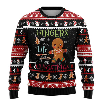 Drăguț Gingerbread Man Ugly Crăciun Pulover Crăciun Fericit Bărbați Pulover Sărbători de Crăciun Copil Crew Deck Trening Om de zăpadă Pulovere unisex