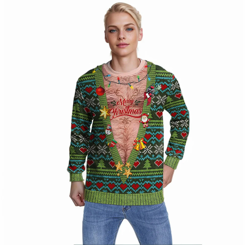 Bărbați, femei, hanorac de Crăciun lipicios, 3D, imprimeu amuzant, de revelion, petrecere de vacanță, pulover, pulover, unisex, pulover de Crăciun urât