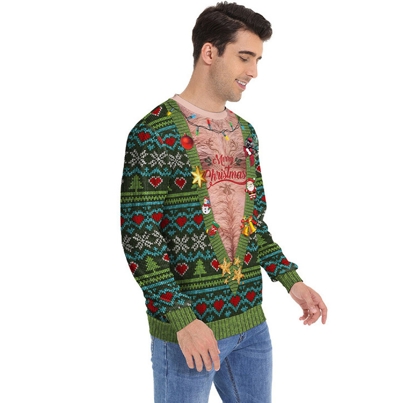 Bărbați, femei, hanorac de Crăciun lipicios, 3D, imprimeu amuzant, de revelion, petrecere de vacanță, pulover, pulover, unisex, pulover de Crăciun urât