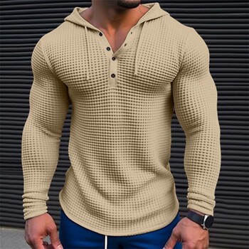 Ανδρικό πουλόβερ Casual Μακρυμάνικο T-shirt Waffler Slim Tops Φούτερ μονόχρωμο Άνετο Ανδρικό Outdoor Streetwear M-3XL