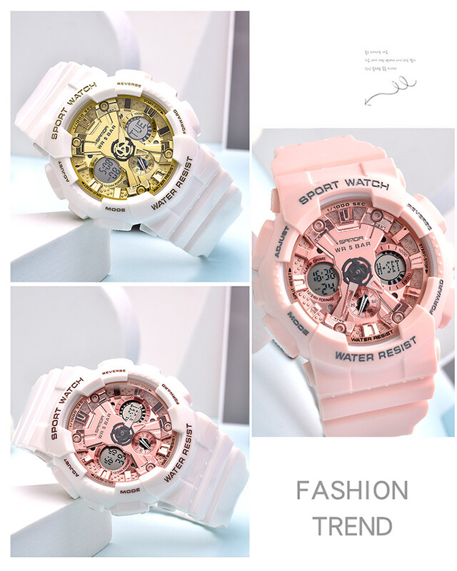 Ceas de sport pentru femei și bărbați, cu afișaj dublu, 50 m, ceas digital de mână, rezistent la apă, pentru bărbați, femei, ceas relogio feminino de înaltă calitate 2024