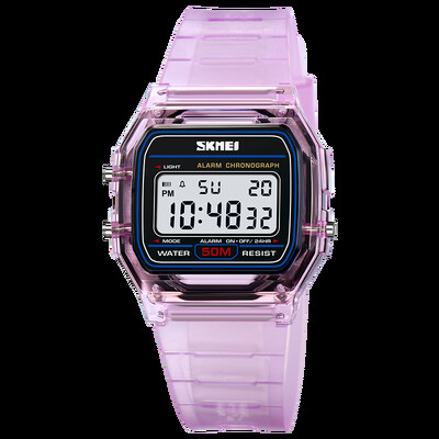 SKMEI Youthful Vigor Noua curea transparenta din TPU Ceas de mana pentru dama Afisaj cu lumina din spate Cronometru Ceasuri digitale pentru femei reloj mujer