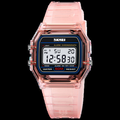 SKMEI Youthful Vigor Noua curea transparenta din TPU Ceas de mana pentru dama Afisaj cu lumina din spate Cronometru Ceasuri digitale pentru femei reloj mujer