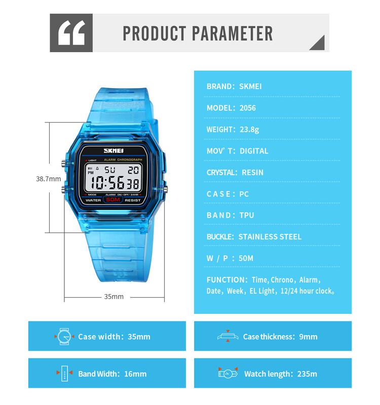 SKMEI Youthful Vigor Noua curea transparenta din TPU Ceas de mana pentru dama Afisaj cu lumina din spate Cronometru Ceasuri digitale pentru femei reloj mujer