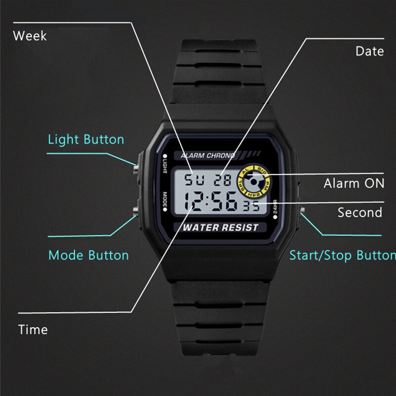 Ceas electronic sport, marca de top, ceas de mână, ceasuri digitale simple pentru fete, curea impermeabilă din PU, ceas cu alarmă, cadou pentru femei