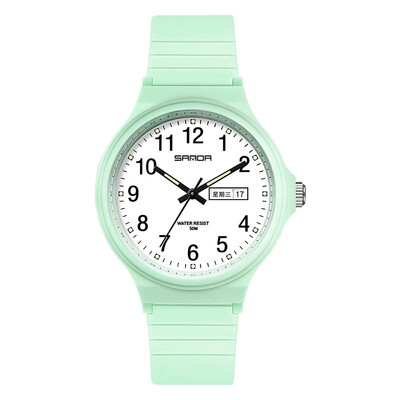 UTHAI L02 Ceas de damă Ceas de cuarț electronic simplu pentru bărbați, calendar dublu, 30 m, rezistent la apă, ceasuri de mână sport pentru studenți