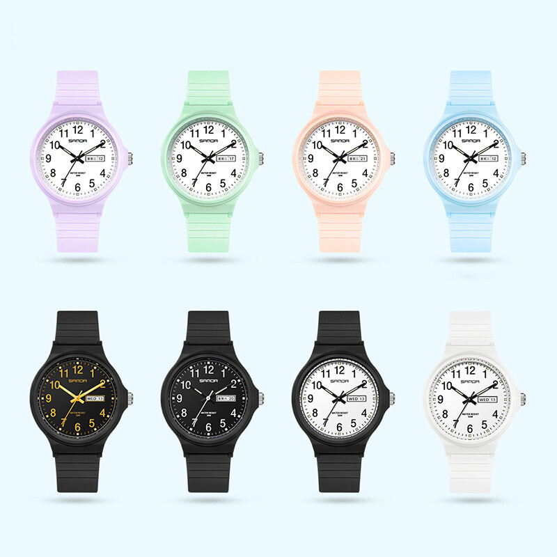 UTHAI L02 Ceas de damă Ceas de cuarț electronic simplu pentru bărbați, calendar dublu, 30 m, rezistent la apă, ceasuri de mână sport pentru studenți