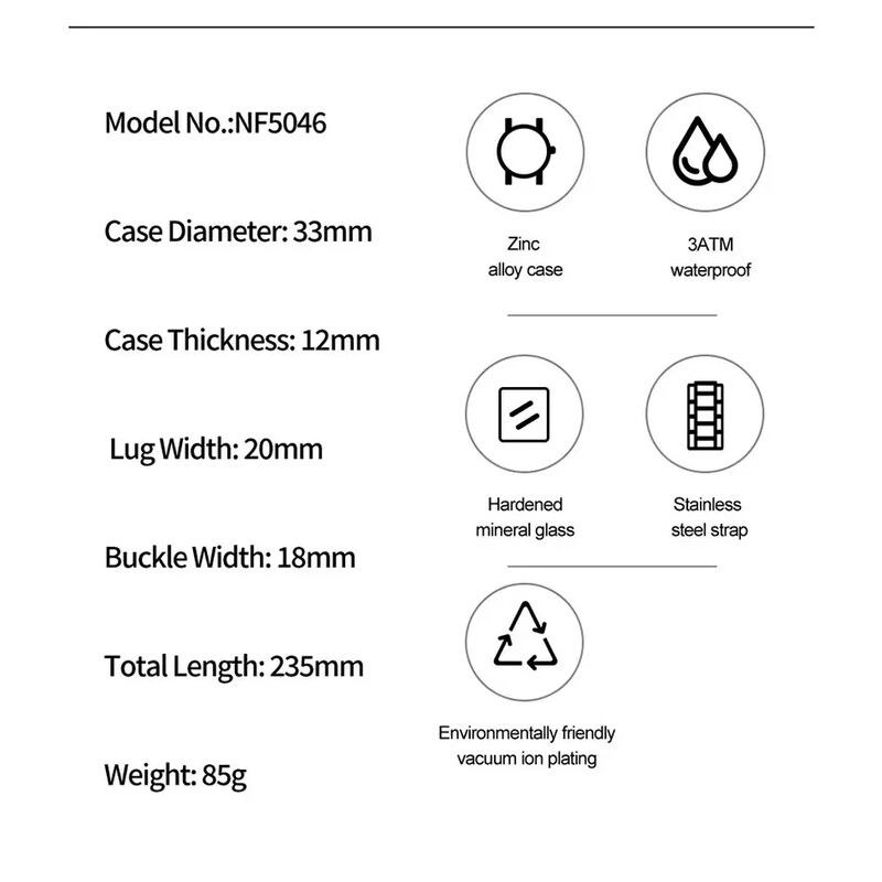 NAVIFORCE NF5046 Ženski digitalni sat vrhunskih marki 3 bara Vodootporni ženski satovi Sport Ležerni ženski sat