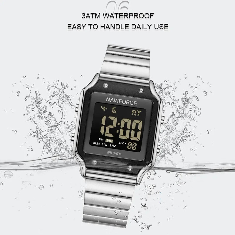 NAVIFORCE NF5046 Ženski digitalni sat vrhunskih marki 3 bara Vodootporni ženski satovi Sport Ležerni ženski sat