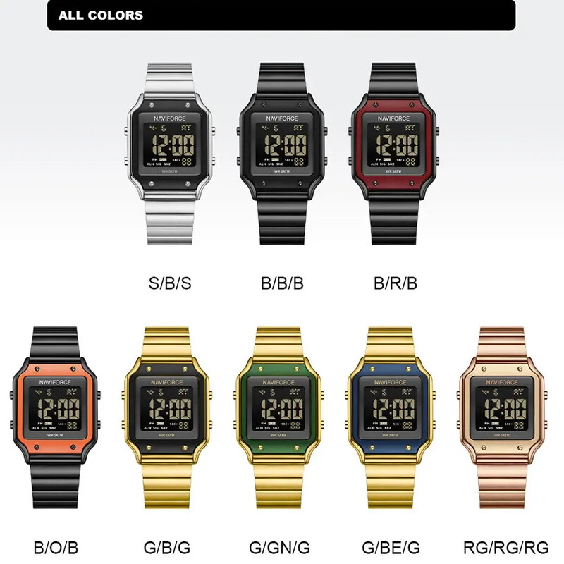 NAVIFORCE NF5046 Ženski digitalni sat vrhunskih marki 3 bara Vodootporni ženski satovi Sport Ležerni ženski sat