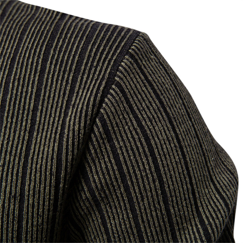 AIOPESON Pulover de bumbac cu gât fals pentru bărbați cu design nou, toamnă iarnă, pulover cald cu dungi pentru bărbați