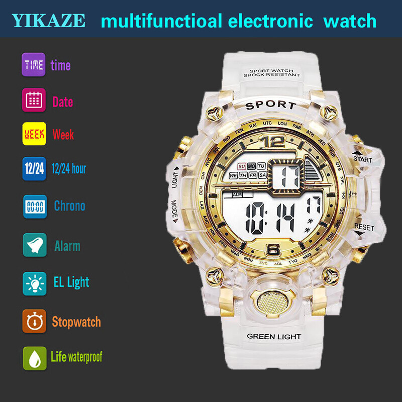 YIKAZE Ceas Digital Moda pentru Femei Barbati Femei Ceas Sport de lux Design transparent Student Copii Ceas de mana electronic