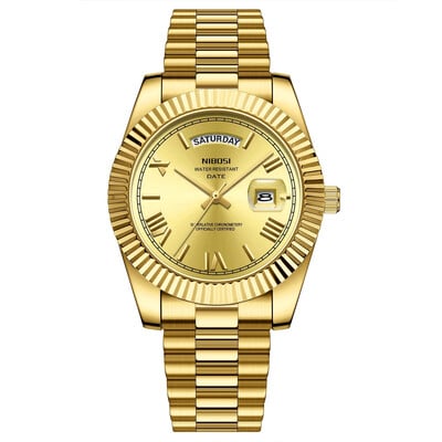 NIBOSI Ceas de lux cu quartz pentru bărbați, impermeabil, cu date, ceas de mână luminos, sport, din oțel inoxidabil, pentru bărbați, ceas pentru bărbați, ceas pentru bărbați