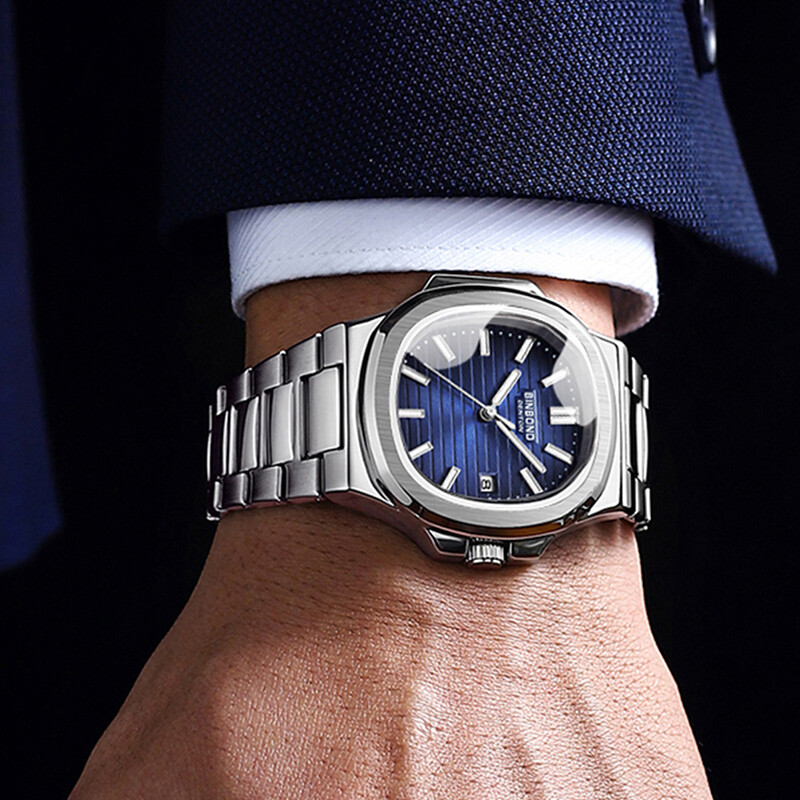 BINBOND Ceas de cuarț pentru bărbați de top de marcă de lux Ceas de bărbați, din oțel inoxidabil, impermeabil, cu date, ceasuri de afaceri pentru bărbați, Relogio Masculino