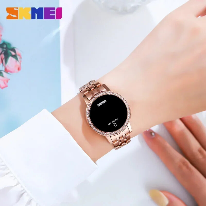 SKMEI 1669 Vienkāršs datuma laika pulksteņi sievietēm reloj mujer Digital LED Touch Sieviešu pulkstenis Diamond Waterproof Sieviešu rokas pulksteņi