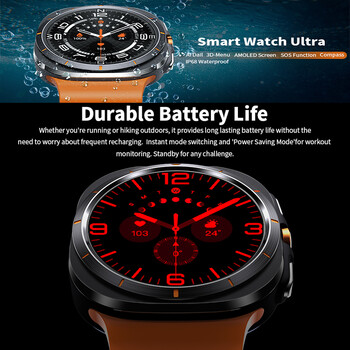 За Samsung Galaxy Watch 7 Ultra GPS Compass Smart Watch Outdoor Sports Man AMOLED BT Call IP68 Galaxy 6 Upgraded Smartwatch Men