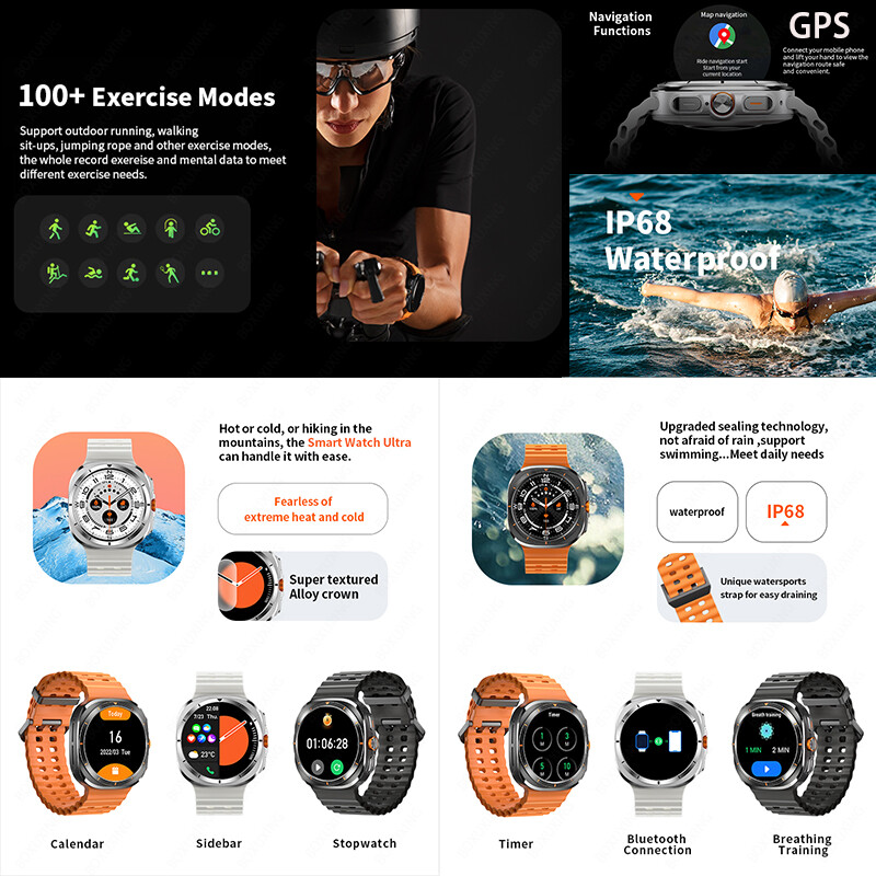 Pentru Samsung Galaxy Watch 7 Ultra GPS Busolă Ceas inteligent Sport în aer liber Bărbați AMOLED BT Apel IP68 Galaxy 6 Ceas inteligent actualizat Bărbați