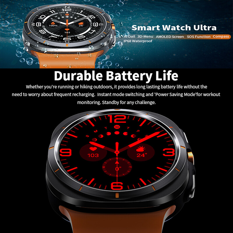 Pentru Samsung Galaxy Watch 7 Ultra GPS Busolă Ceas inteligent Sport în aer liber Bărbați AMOLED BT Apel IP68 Galaxy 6 Ceas inteligent actualizat Bărbați