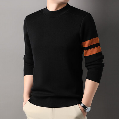 Dvostrani muški vuneni pulover kontrastne boje s polu-dolčevitom dolčevitom protiv pilinga Mulberry svileni pulover na pruge periv u perilici