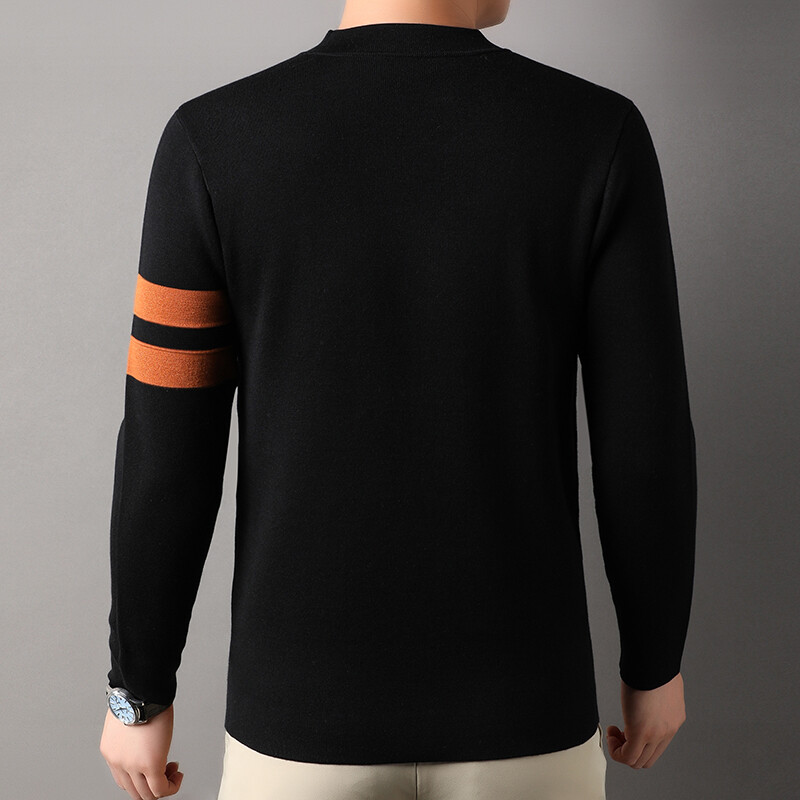 Dvostrani muški vuneni pulover kontrastne boje s polu-dolčevitom dolčevitom protiv pilinga Mulberry svileni pulover na pruge periv u perilici