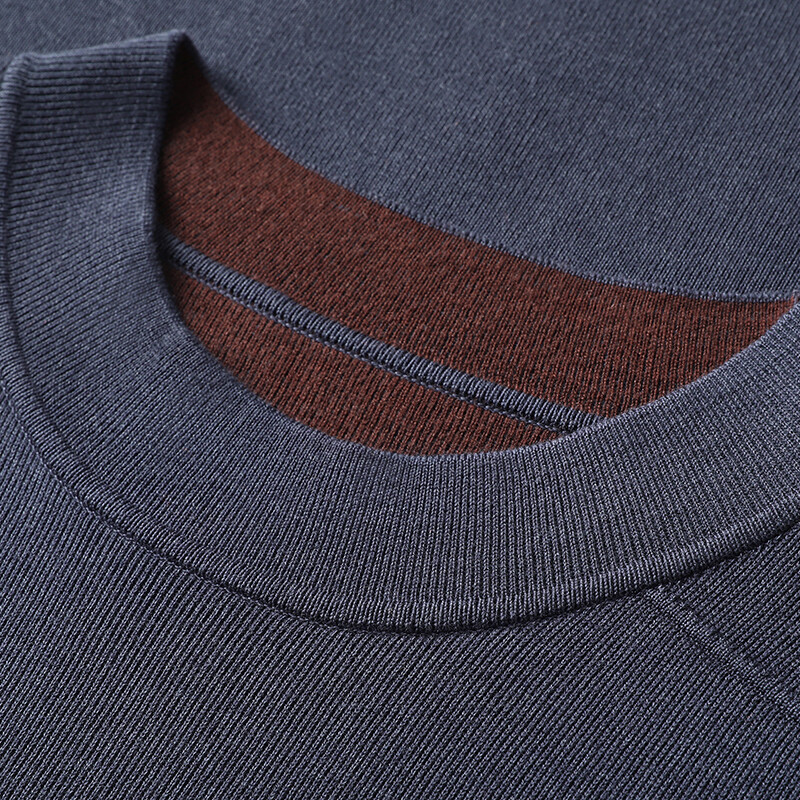 Dvostrani muški vuneni pulover kontrastne boje s polu-dolčevitom dolčevitom protiv pilinga Mulberry svileni pulover na pruge periv u perilici
