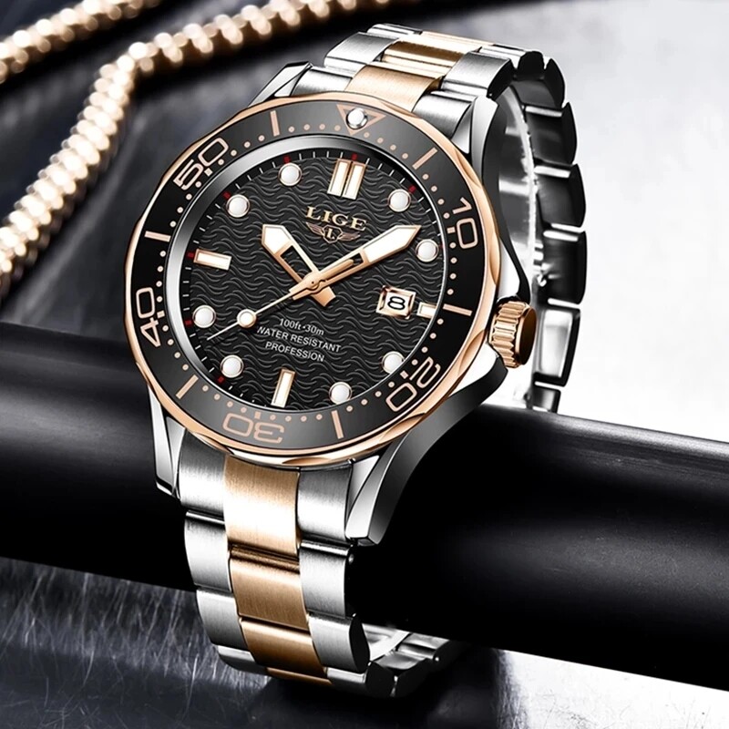 LIGE Топ марка луксозен моден часовник за гмуркане Мъжки 3ATM Водоустойчив часовник с дата Спортни часовници Мъжки кварцов ръчен часовник Relogio Masculino